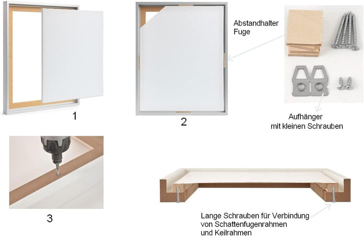 Schattenfugenrahmen 70x100 cm Alu, für Keilrahmenbilder und Leinwände, Rahmen ohne Glas 70 x 100 cm