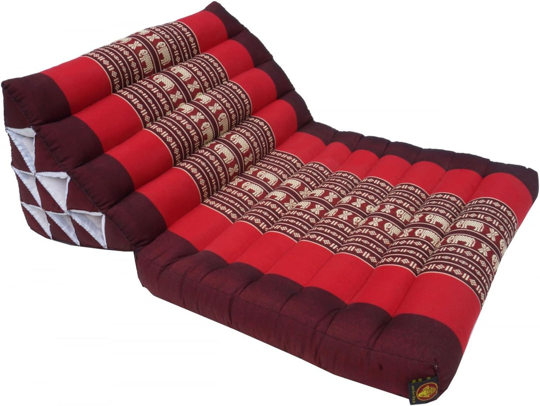 GURU SHOP Thaikissen, Dreieckskissen, Kapok, Tagesbett mit 1 Auflage - Braun/rot, 30x50x75 cm, Braun