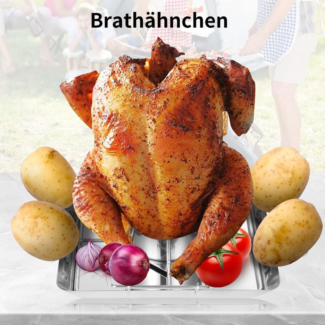 AMOZO Hähnchenbräter - Edelstahl Hähnchenhalter - Bierdose für Hähnchengrill - Grillzubehör für Barb
