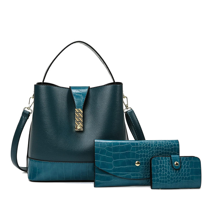 Coolives ，Damen Handtaschen-Set Damentasche aus PU-Leder mit Krokodilledermuster Henkeltasche Handta