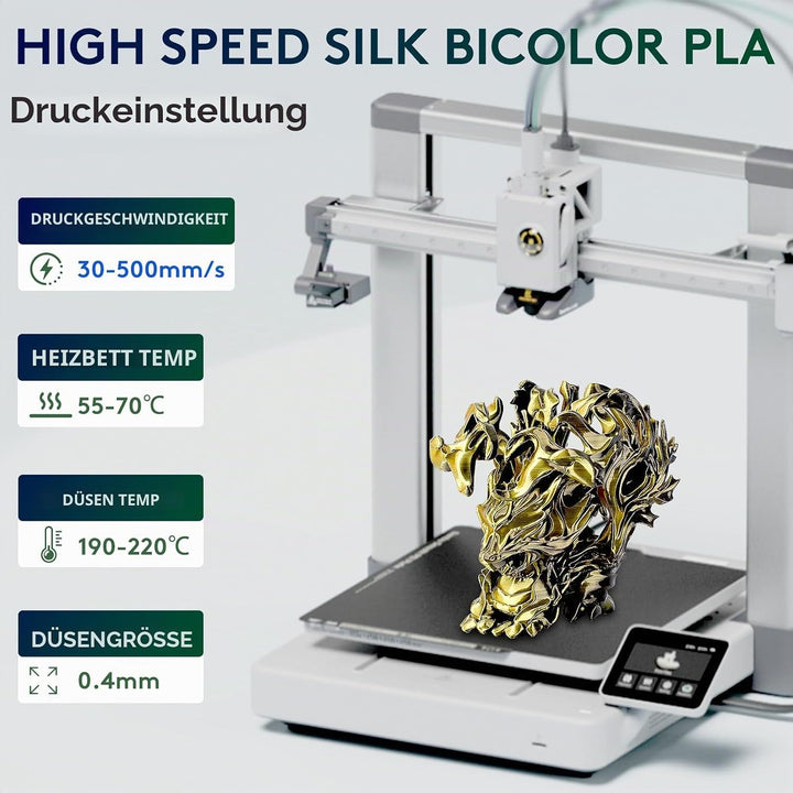 ERYONE Dual Seiden PLA Filament 1.75mm,Co-Extrucsion PLA Seiden Filament für 3D Drucker +/- 0,03 mm,