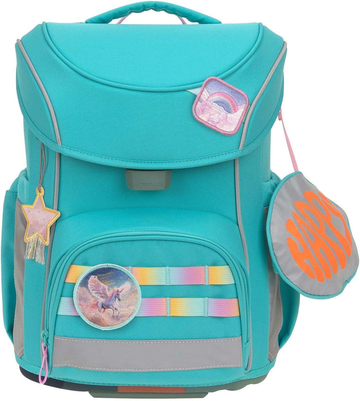 LÄSSIG Schulranzen Regenhülle Unique School Set Slim 7-teilig Turquois türkis