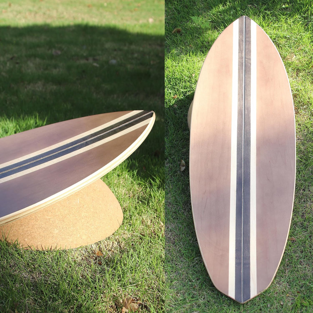 Holz Balance Board mit Rolle & Halbkugel -Gleichgewichtstraining für Erwachsene - Inkl. Trainingsbal