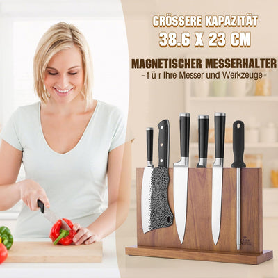 ENOKING Spitzenklasse Plus Messerblock Magnetisch Ohne Messer 38.6 x 23 cm, Doppelseitiger Magnet Me