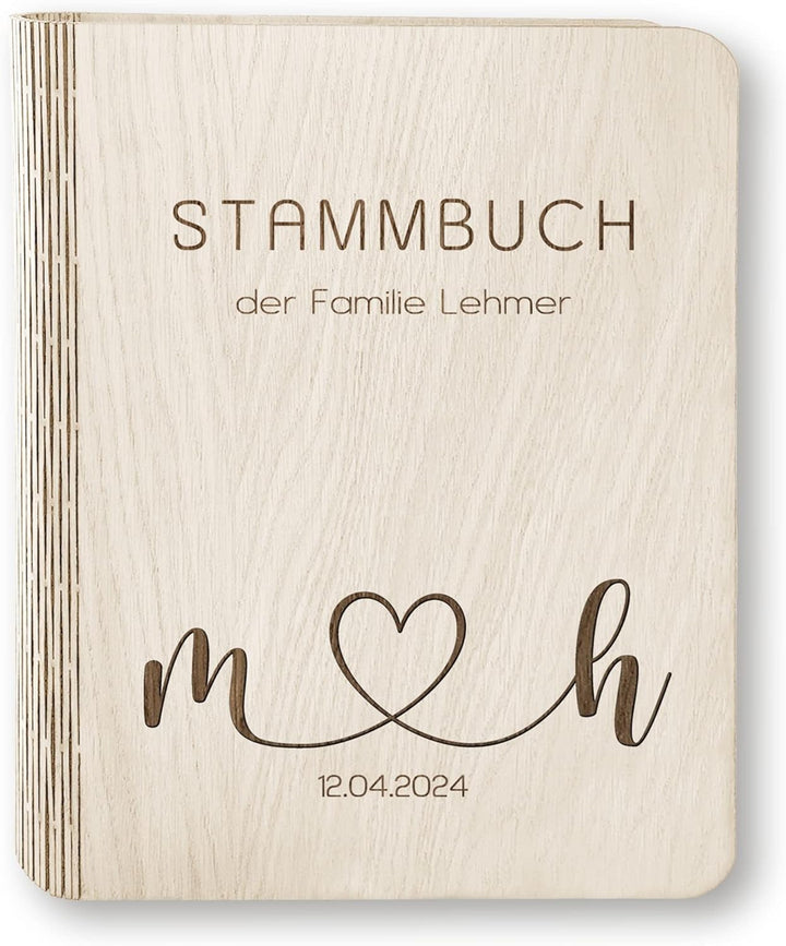 Stammbücher Holz Stammbuch der Familie personalisiert Aseni Holzbuch A5 oder A4 Familienstammbuch He