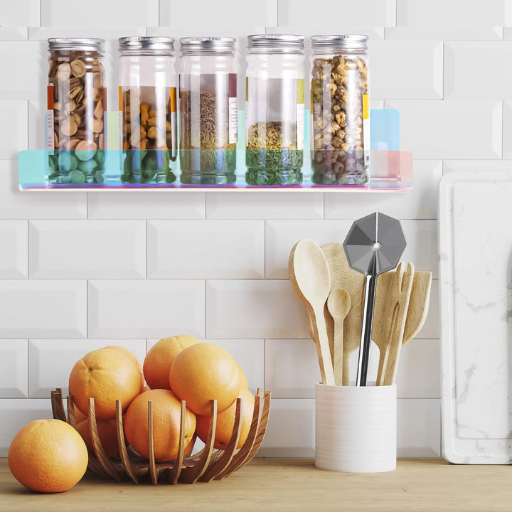 NiHome Attom Tech schillerndes Wandregal aus transparentem Acryl, 38,1 cm dick, unsichtbare Wandleis