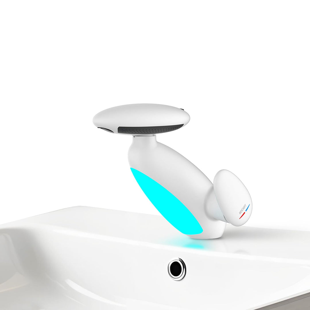 Wasserhahn Bad Ausziehbar mit Mehrfarbige Beleuchtung, 4 Modus, 360° Drehbar Ausziehbar, Keramikkart