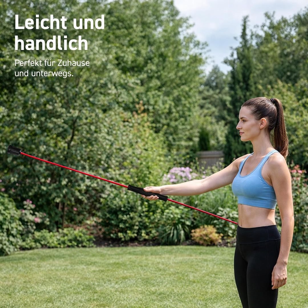 MSPORTS Schwingstab Premium 160 cm – Fitness Swingstick aus Fiberglas für Ganzkörpertraining in Rot