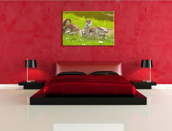 Pixxprint Kühe auf Wiese, Format: 100x70 auf Leinwand, XXL riesige Bilder fertig gerahmt mit Keilrah