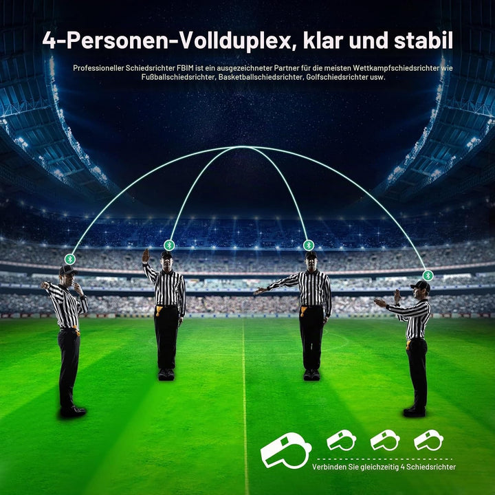 EJEAS FBIM Professionelle Bluetooth-Sprechanlage für Schiedsrichter, 850 mAh Vollduplex 1500 M draht