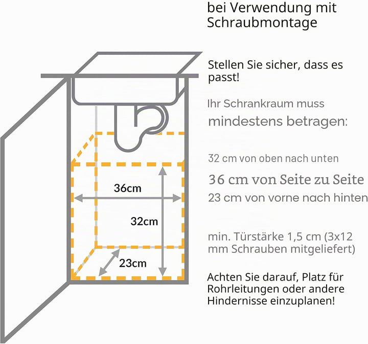 simplehuman CW1643 10 Liter, Schrank Abfalleimer, Hängender Mülleimer mit Deckel Küche Küchenmülleim