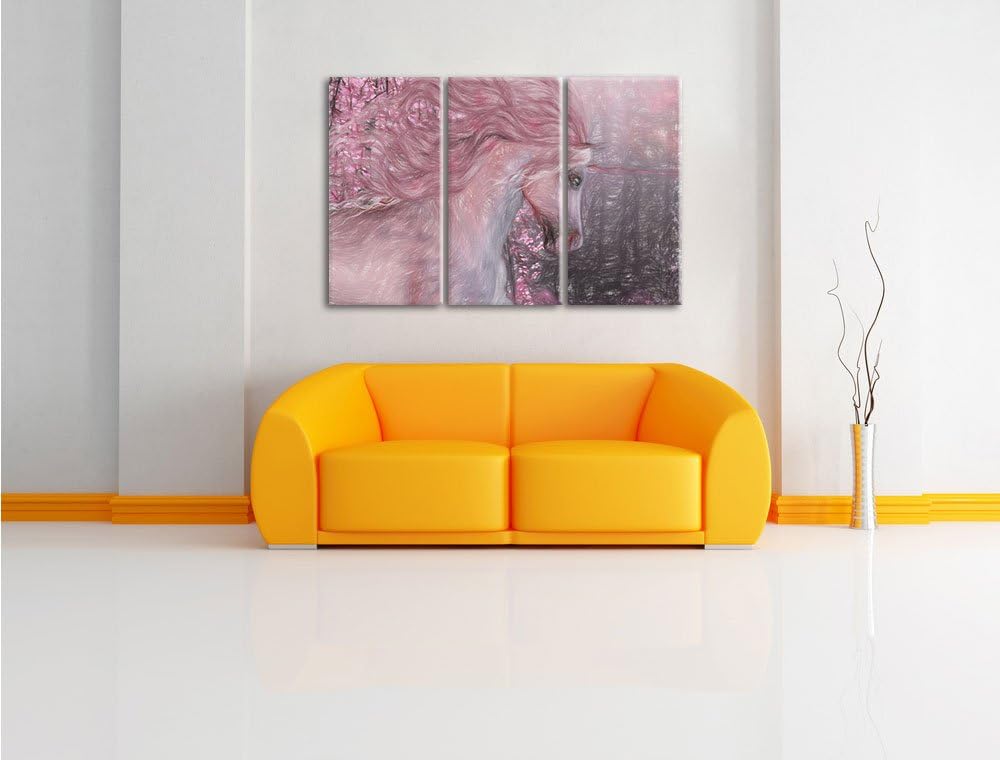 Pixxprint Einhorn als Leinwandbild/Grösse: 3 Teilig (120x80 cm) cm/Wandbild/Kunstdruck/fertig bespan