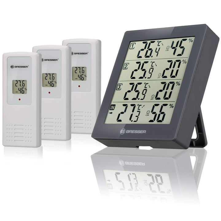 Bresser Wetterstation Funk mit Aussensensor Temeo Hygro Quadro inklusive 3 Aussensensoren um bei 4 U