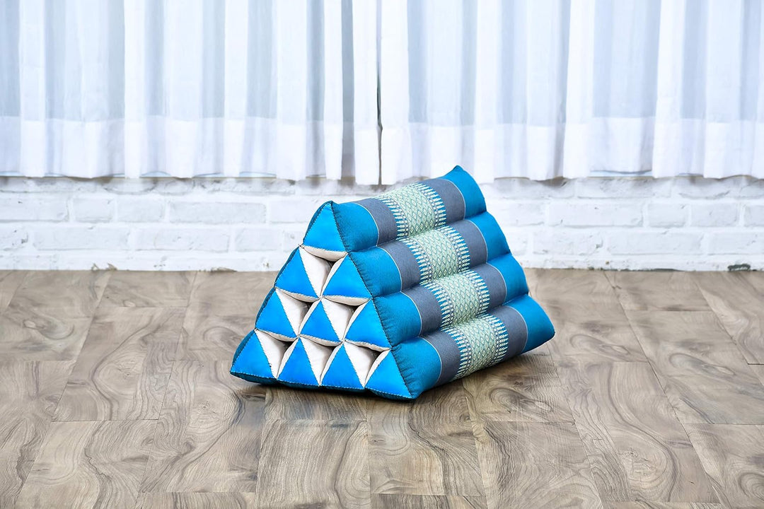 Leewadee Thai Dreieckskissen 50 x 33 x 33 cm - Feste Kapok Rückenstütze für Lesen, Bett, Sofa & Bode