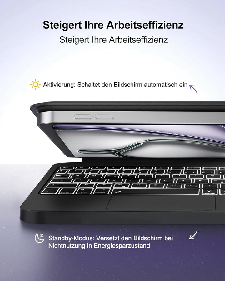 Magic Keyboard Case für iPad Air 11" (2026 M4) - Deutsch QWERTZ mit 7-Farben Beleuchtung und Touchpa