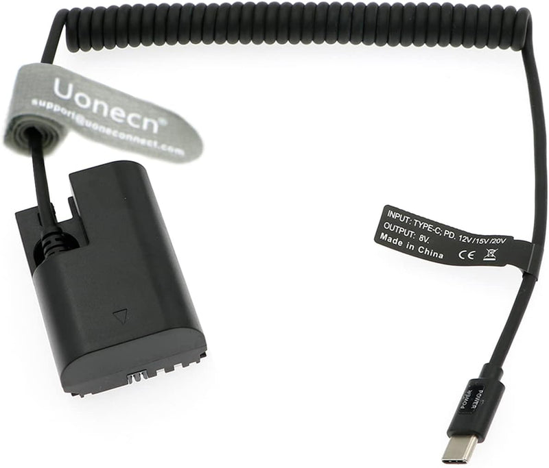 Uonecn LP-E6 Dummy Akku zu PD USB C Typ-C Spiralkabel für Canon EOS 80D, 90D, 5DS, 5DSR, 6D, 60D 5D