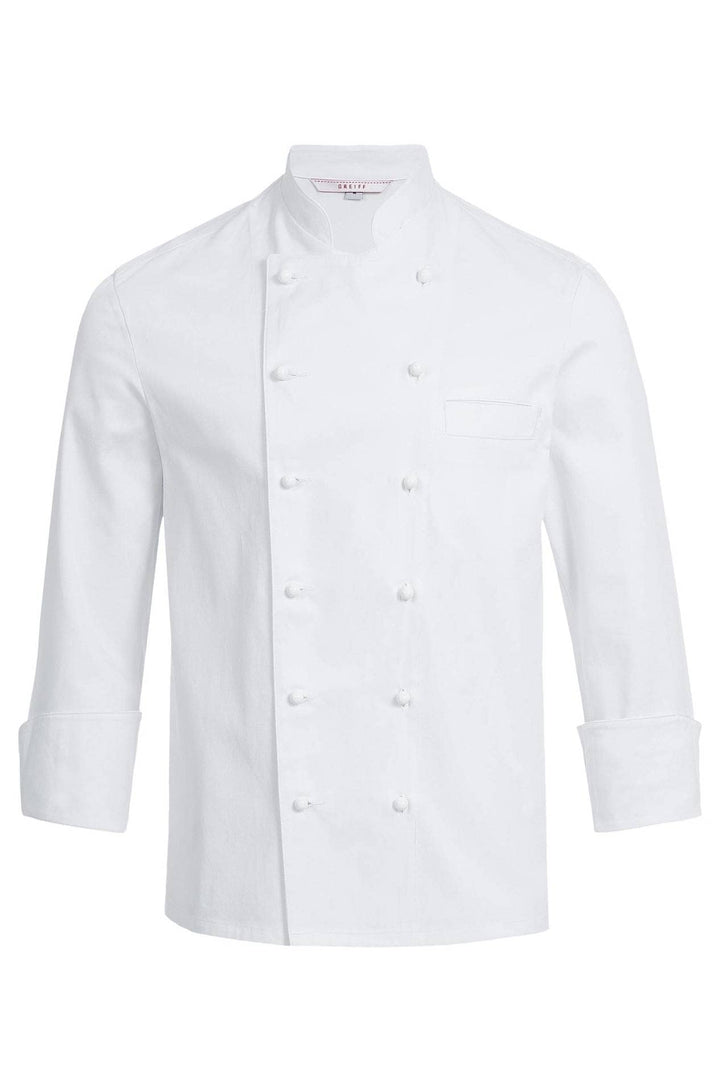 GREIFF Gastro Moda Herren Cuisine Basic Kochjacke Regular Fit Schwarz Modell 5566 S Weiss, S Weiss