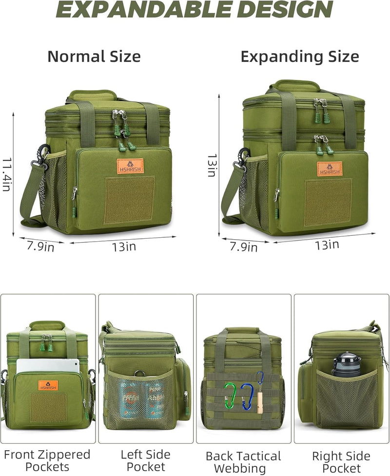 HSHRISH Taktische Lunchtasche, doppellagige isolierte grosse Kühltasche für Herren Erwachsene wasser