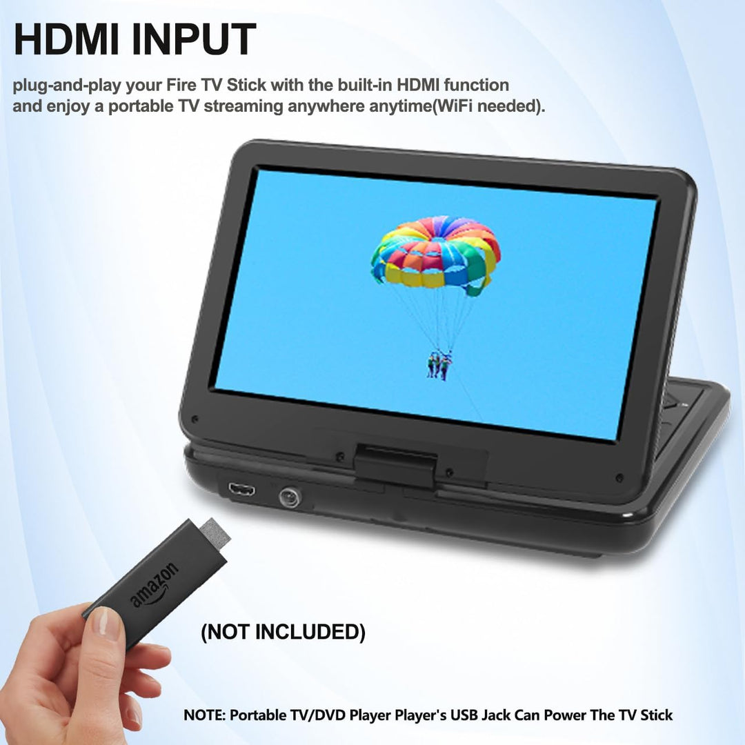 KCR Tragbarer DVD-Player, 25,7 cm (10,1 Zoll), eingebauter TV, DVB-T2 mit schwenkbarem LED-Bildschir
