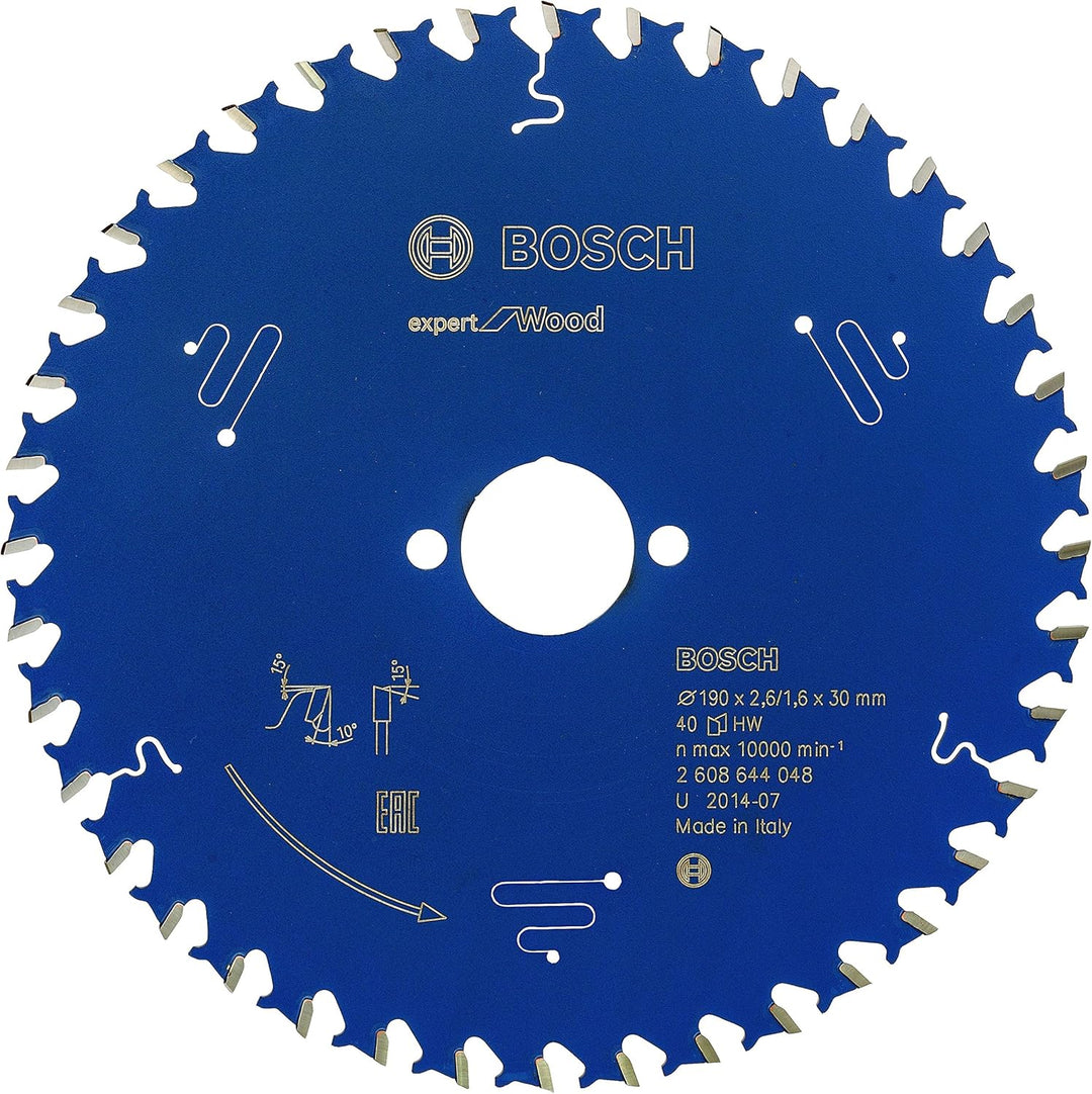 Bosch Professional 1x Kreissägeblatt Expert for Wood (Holz, Sägeblatt Ø 190 x 30 x 2,6 mm, 40 Zähne,