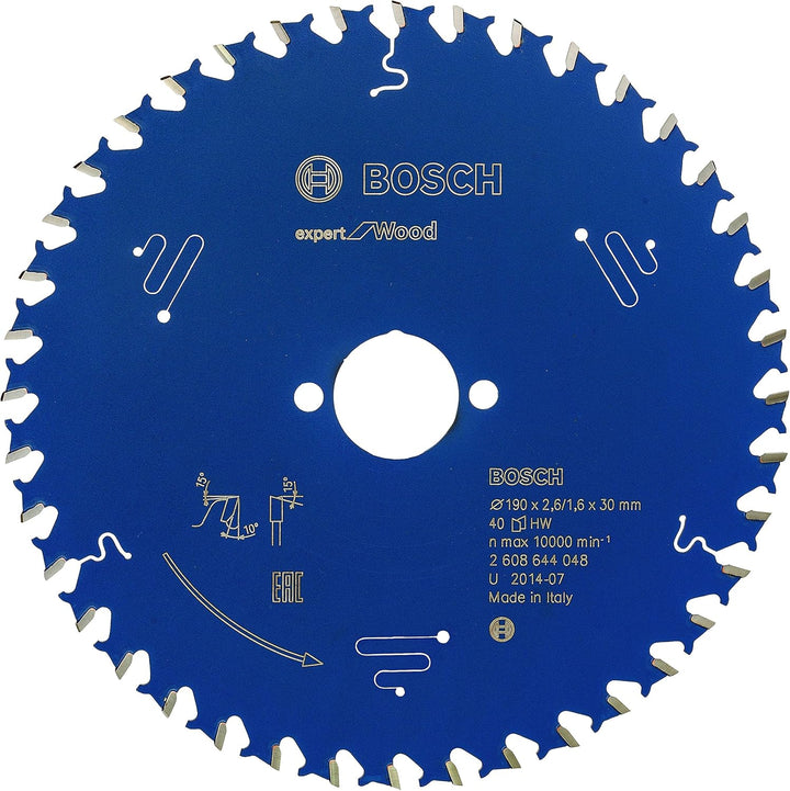 Bosch Professional 1x Kreissägeblatt Expert for Wood (Holz, Sägeblatt Ø 190 x 30 x 2,6 mm, 40 Zähne,