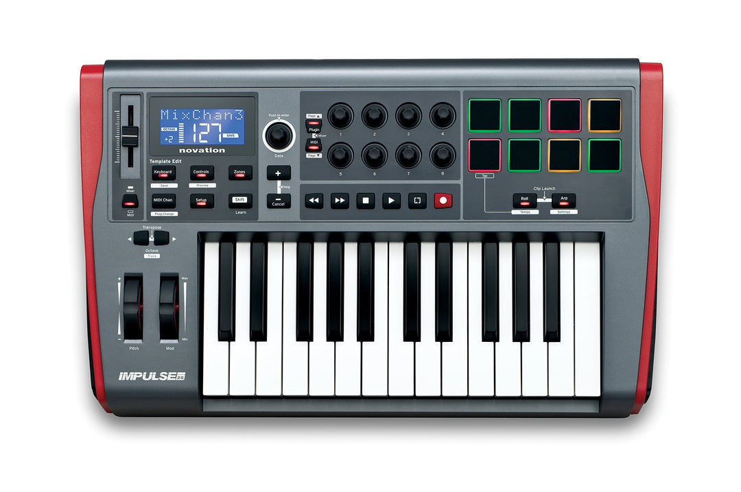 Novation Impulse USB/MIDI-Controller-Keyboard mit 25 Tasten und Buspower – Robuste, sehr reaktionssc