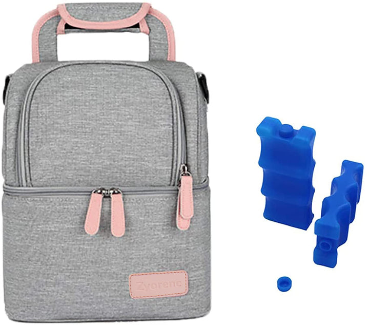 Zyorenc Isolierte Tasche für Brustmilch Lunch Kühler Wärmender Rucksack Wasserdicht, 2 Eisbeutel ink
