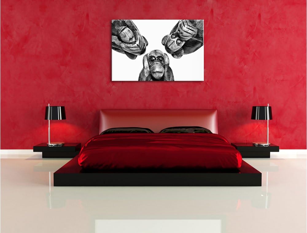 Pixxprint hören Nichts sehen Nichts Sagen als Leinwandbild/Grösse: 100x70 / Wandbild/Kunstdruck/fert