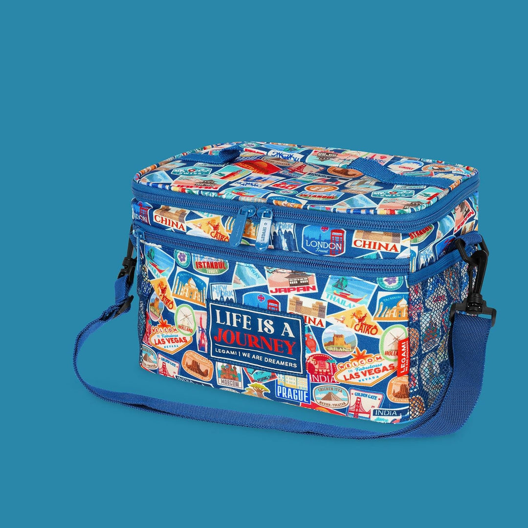 Legami - Lunchbag für das Mittagessen, Thema Travel Stickers, Lunchbag für das Mittagessen, grosses