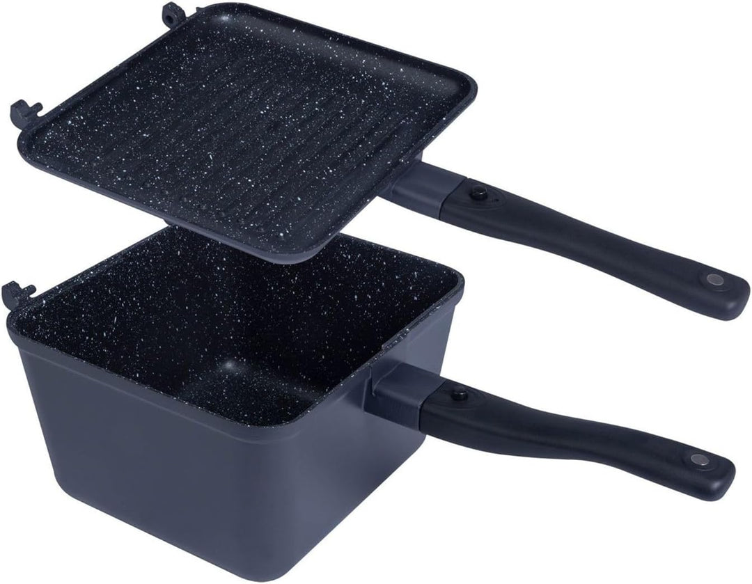 RidgeMonkey Connect Deep Pan & Griddle XL Granite Edition - Pfanne zum Kochen beim Angeln, Kochtopf