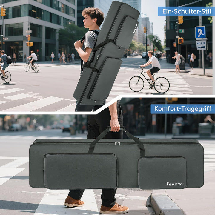88 Keyboard Tasche Zwei Möglichkeiten Zum Tragen,138 x 36 x 17 cm Keyboard Piano Tasche,600D Waterpr