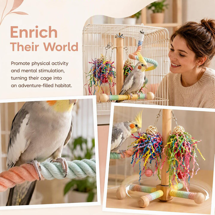 2 Stück Wellensittich Spielzeug, Vogelspielzeug, Papageienspielzeug