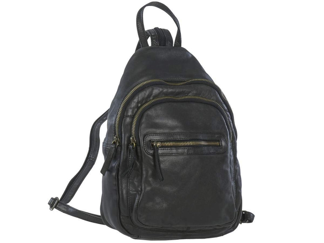 Bear-Design Rucksack Leder Cityrucksack Backpack schwarz für Damen Damenrucksack Frauen City Reise