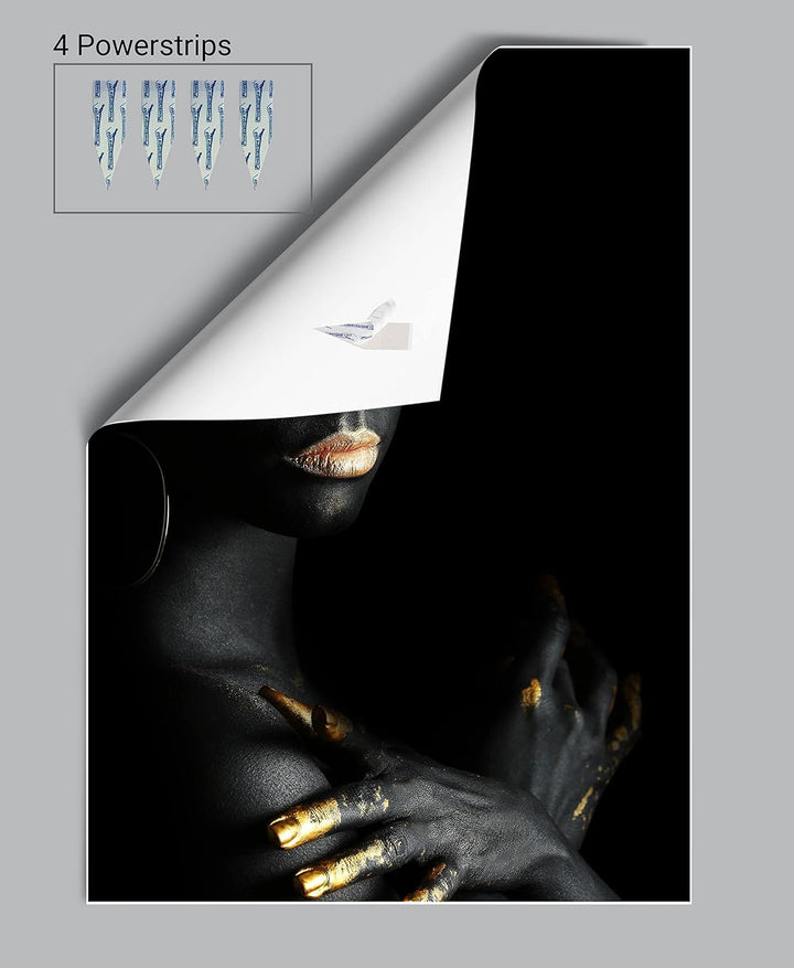 wandmotiv24 Poster als Wanddeko, Grösse Din A0, Gold Collection, Frau in Schwarz, goldene Highlights