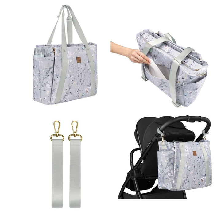 Kikkaboo Wickeltasche Florence Wickelunterlage, Reissverschluss, Flaschentaschen grau, Grau