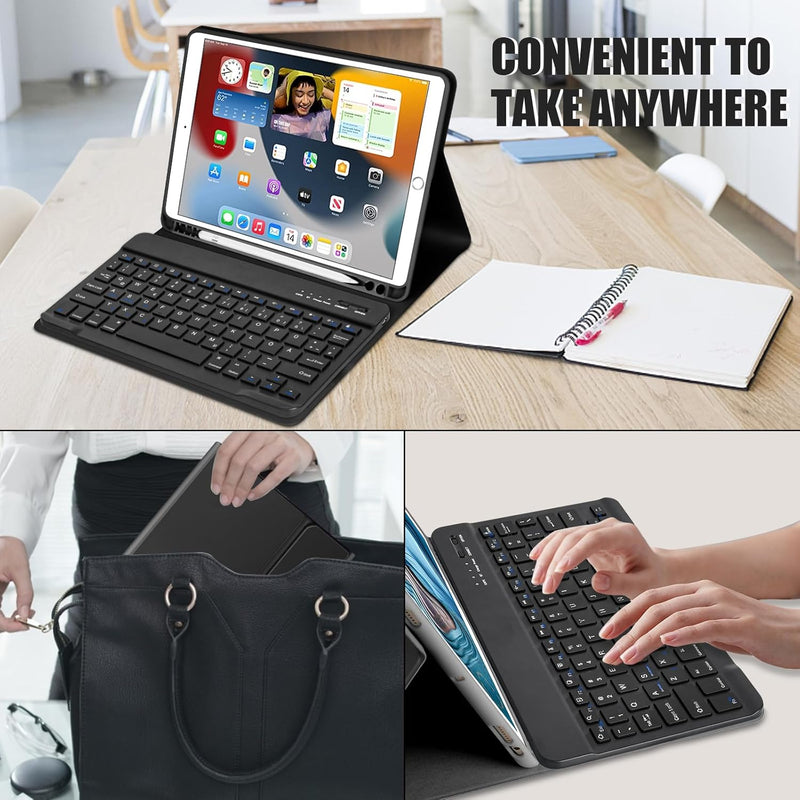 Tastatur Hülle 10.2 Zoll für IPad 9th Gen 2021/8th Gen 2020/7th Gen 2019/IPad Air 3 Gen 2019/IPad Pr