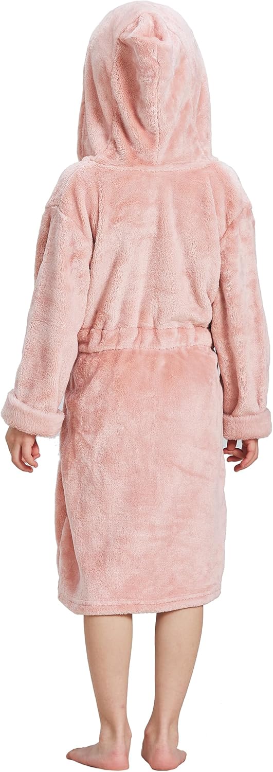 Unisex Baby Korallen Fleece mit Kapuze Morgenmantel Bademantel Jungen Mädchen Kleinkinder Pyjamas Na