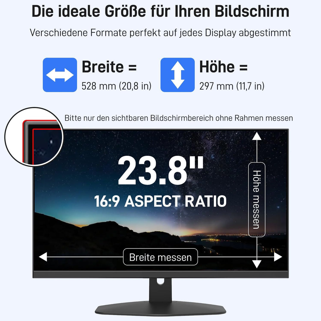 Pozlle 23,8-Zoll-Computer-Sichtschutzschild für 16:9-Breitbild-Desktop-Monitor - Blendfreier Blaulic