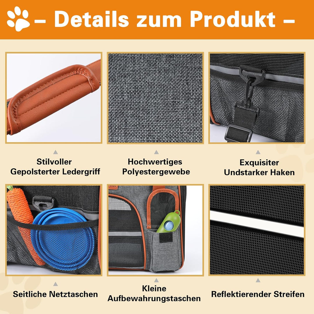 Demigreat Faltbare Transporttasche für Katze Hunde bis 7 kg, Atmungsaktiv Transportbox für Mitte Kle