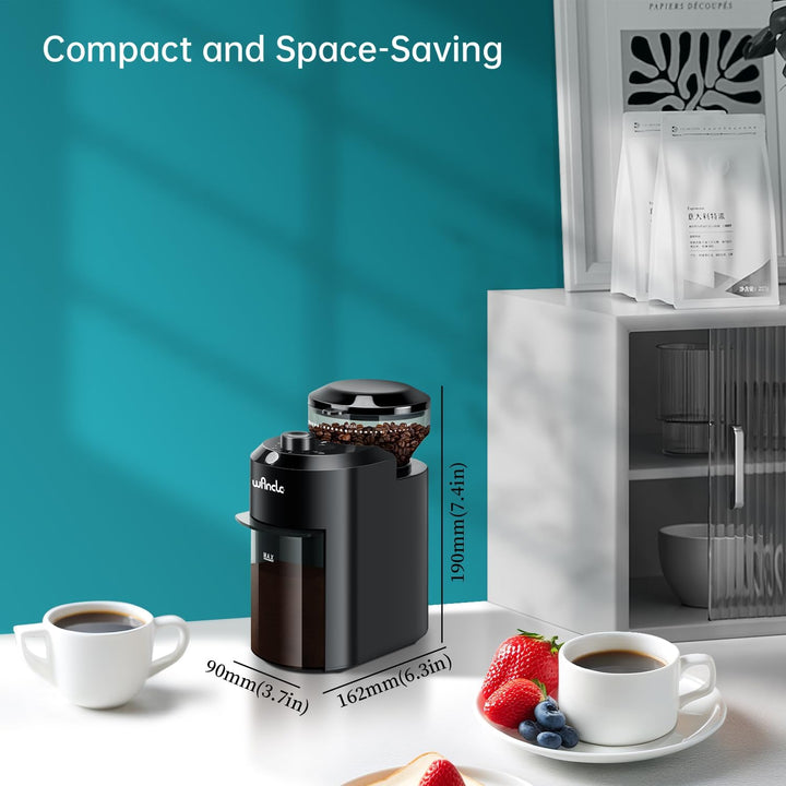 Wancle Elektrische Kaffeemühle - Einstellbarer scheibenmahlwerk kaffeemühle für Kaffeebohnen mit 28