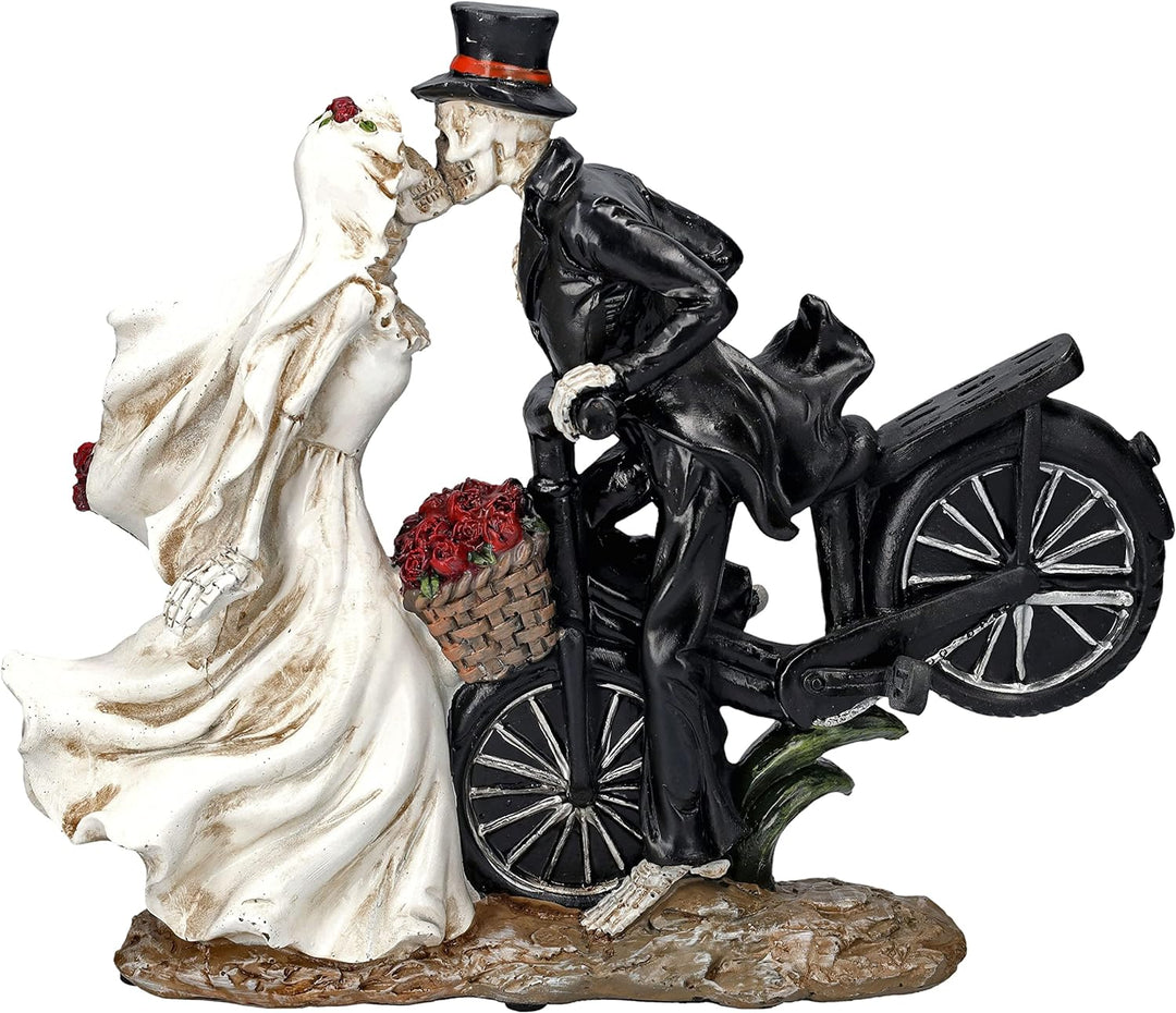 Pacific Giftware Skelett Figuren Brautpaar küssend auf Fahrrad | Lustiges Hochzeitspaar Hochzeit Dek