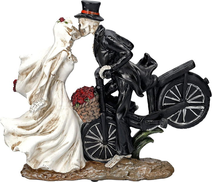 Pacific Giftware Skelett Figuren Brautpaar küssend auf Fahrrad | Lustiges Hochzeitspaar Hochzeit Dek