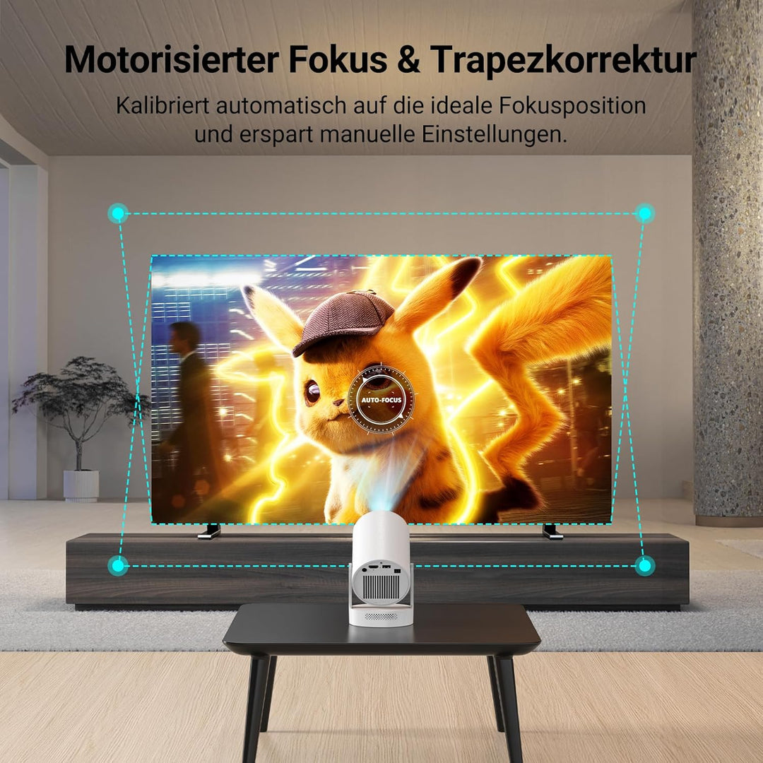 Mini Beamer,4K 1080P Smart Beamer,Projektor Tragbarer mit WiFi 6 und Bluetooth 5.4,Auto Trapezkorrek