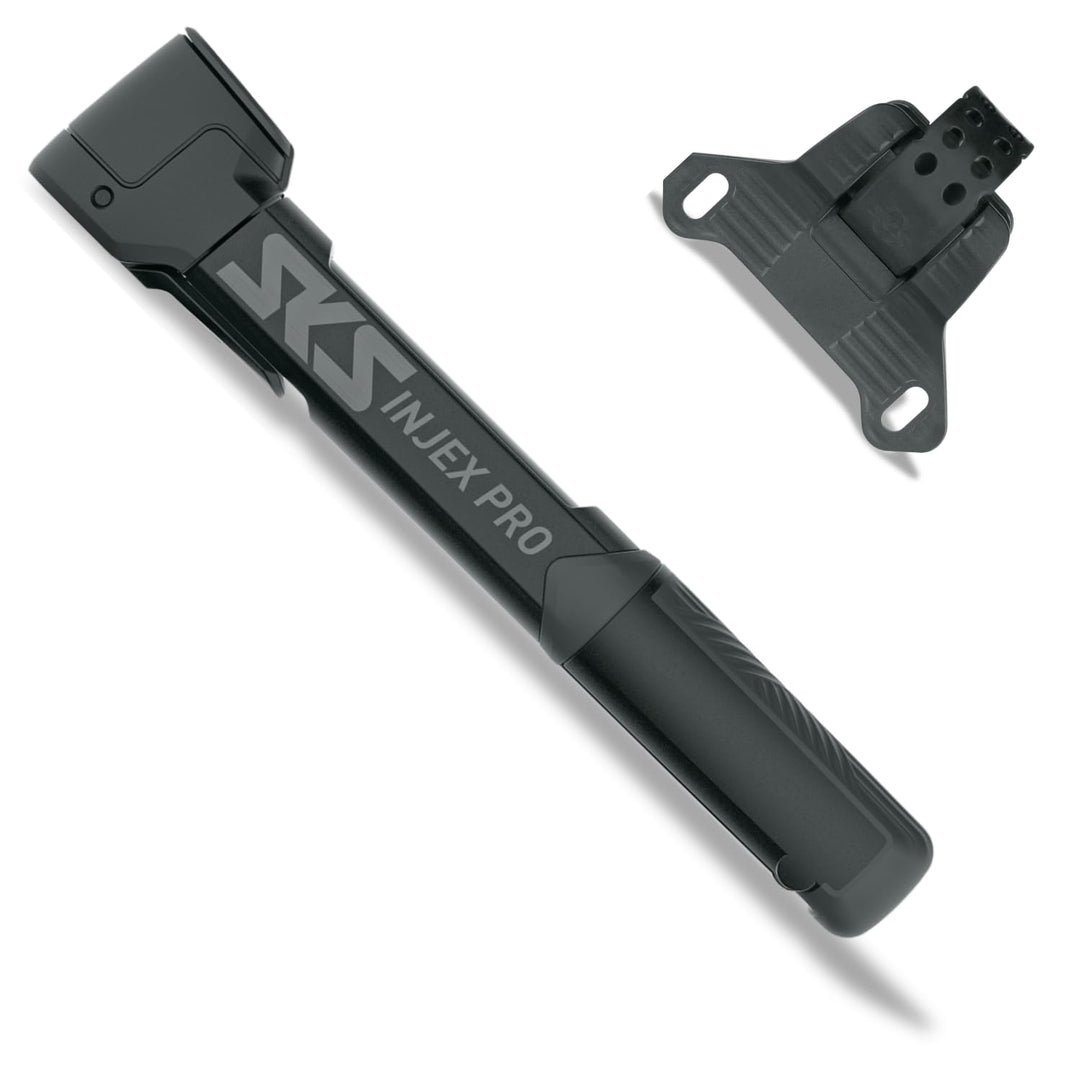 SKS GERMANY INJEX PRO Minipumpe, mit MV-Easy Kopf für AV/SV/DV-Ventile | Fahrradpumpe für Unterwegs,