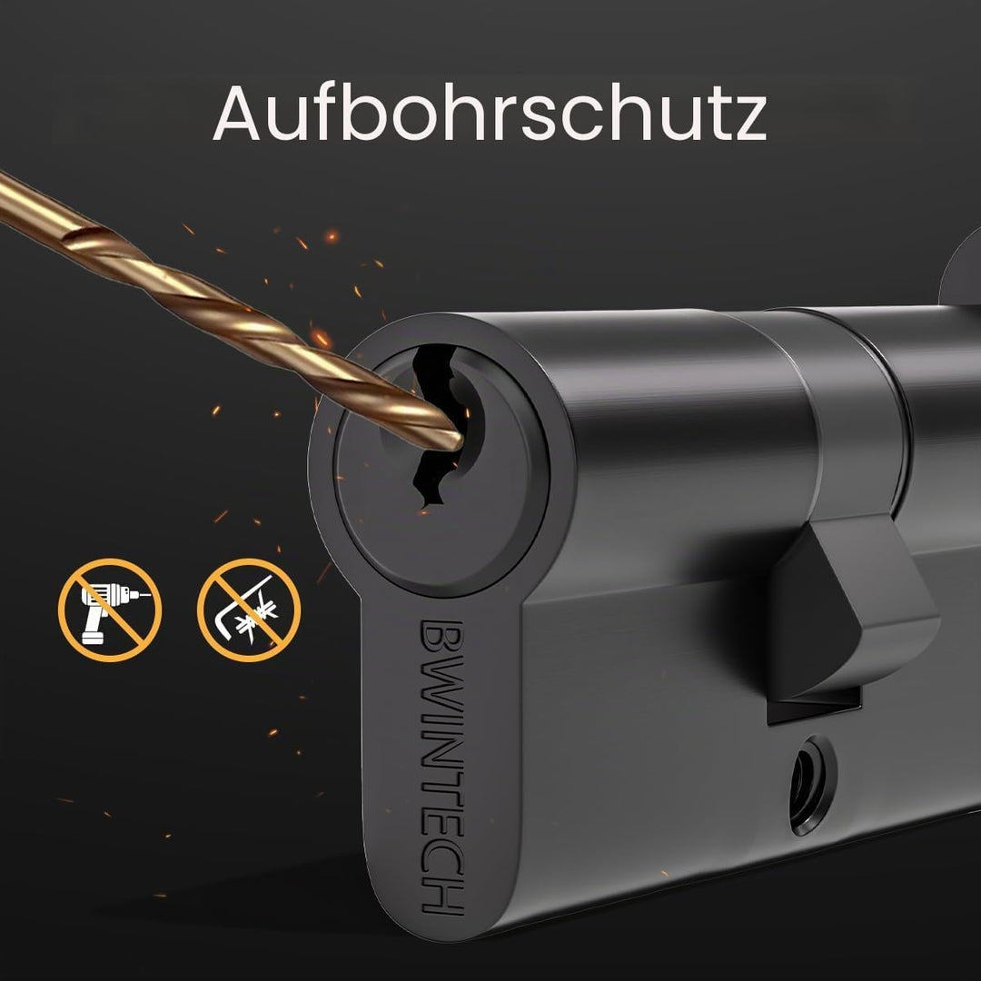 1 Stück 45T/50mm Euro Messingzylinder, 95mm Drehknauf/Schlüsselschloss mit 3 Standard Messingschlüss