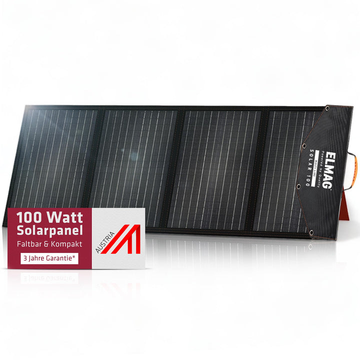 ELMAG Faltbares Solarpanel SOLAR 100 – Monokristallines 100W Solarmodul für tragbare Powerstations –