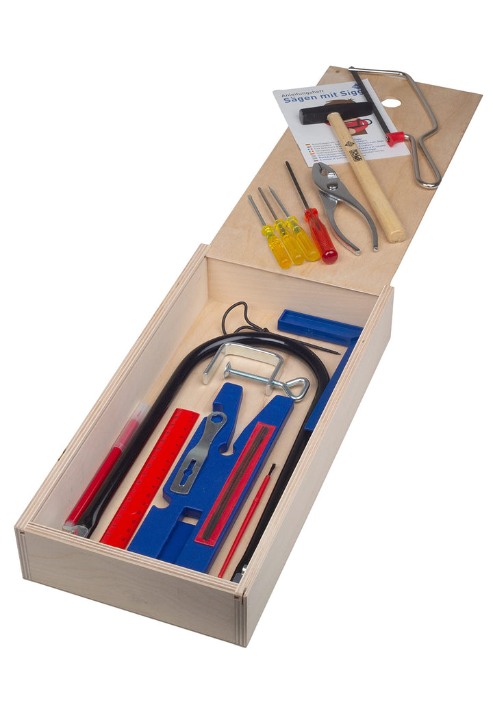 Pebaro 452 Qualitäts-Laubsägebox mit Schiebedeckel, der gleichzeitig Artbeitsplatte ist, 23 Teile,Ba