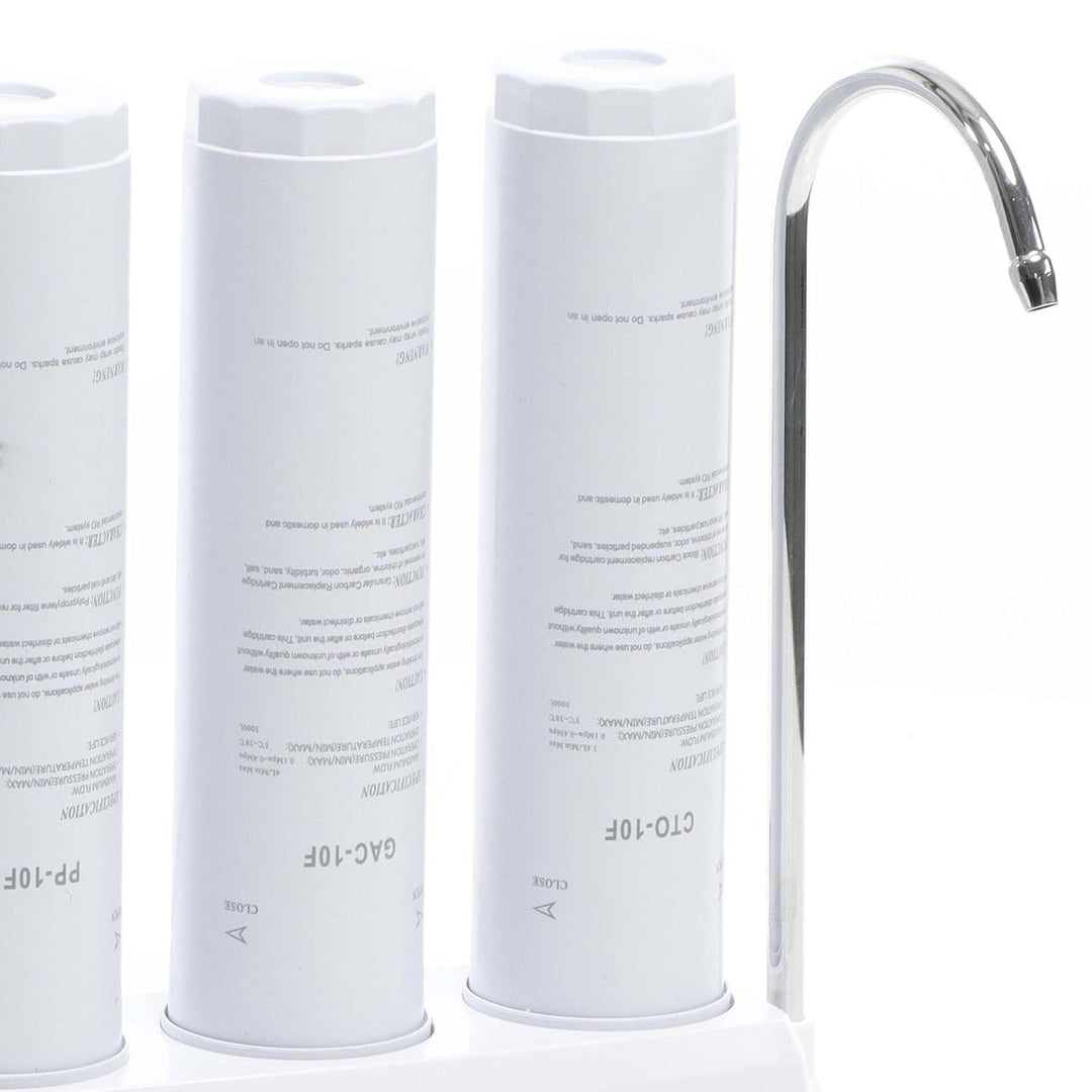 Naturewater NW-3-PPGACCTO 3 Stufen Counter Top Wasserfilter, 5 µ, PP Sediment, Aktivkohle Granulat,