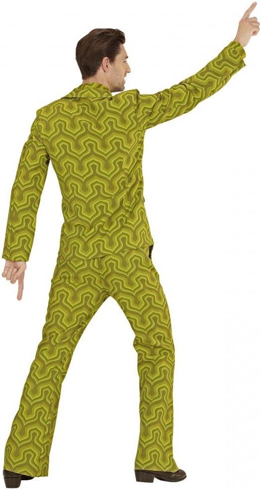 shoperama 70er Jahre Retro Herren Anzug Tapetenmuster Grün Disco Kostüm Jackett Hose Siebziger Schla