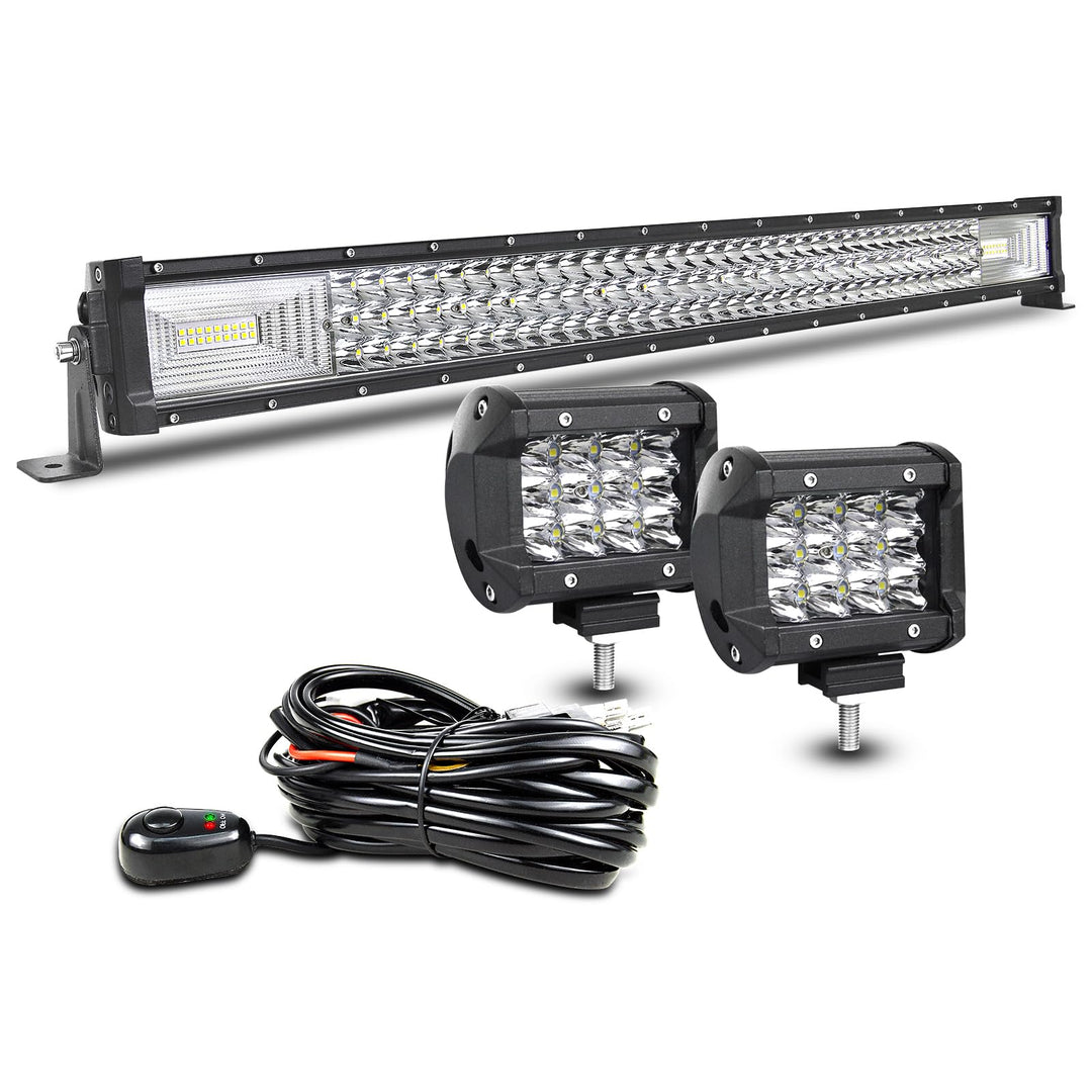 AUXTINGS LED Zusatzscheinwerfer Scheinwerfer mit 3 Reihen 82 cm 405W LED Nebelscheinwerfer + 10cm le